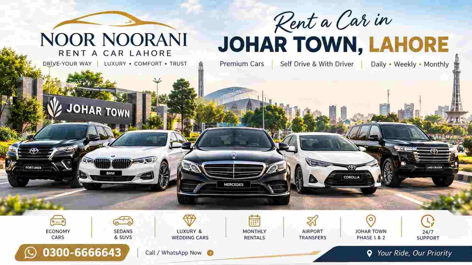 rent a car johar town lahore